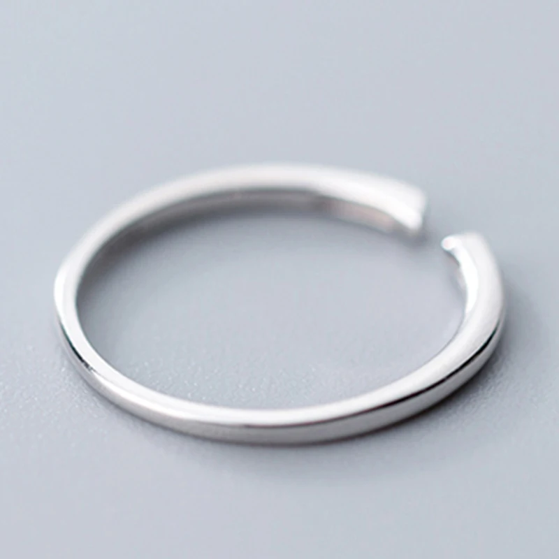 925 пробы Серебряное простое полированное Открытое кольцо для мужчин женщин S925