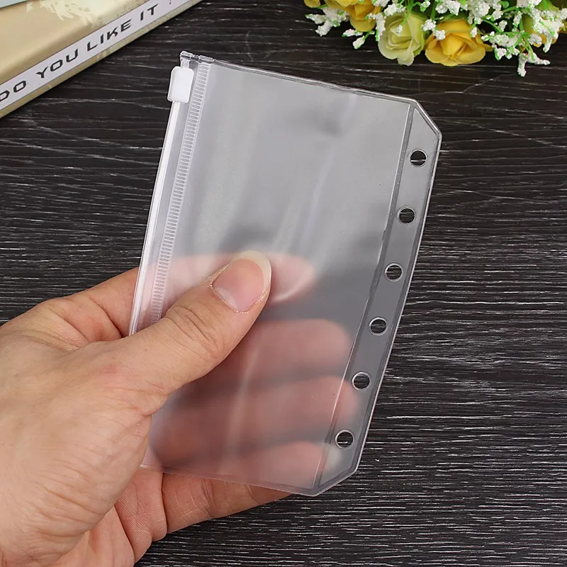 

Kicute PVC Transparent File A5 A6 A7 Small Things Keeper for 6 Holes Loose Leaf Spiral Binder Notebook Planner Agenda Filofax