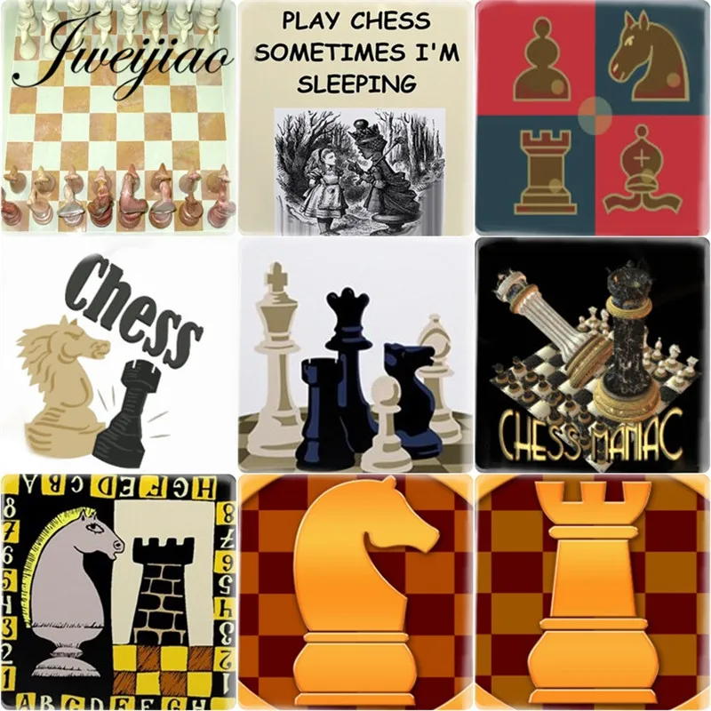 

JWEIJIAO International Chess Backgammon Square Shape 12mm DIY Glass Cabochon Cameo Charms Settings Jewelry Findings