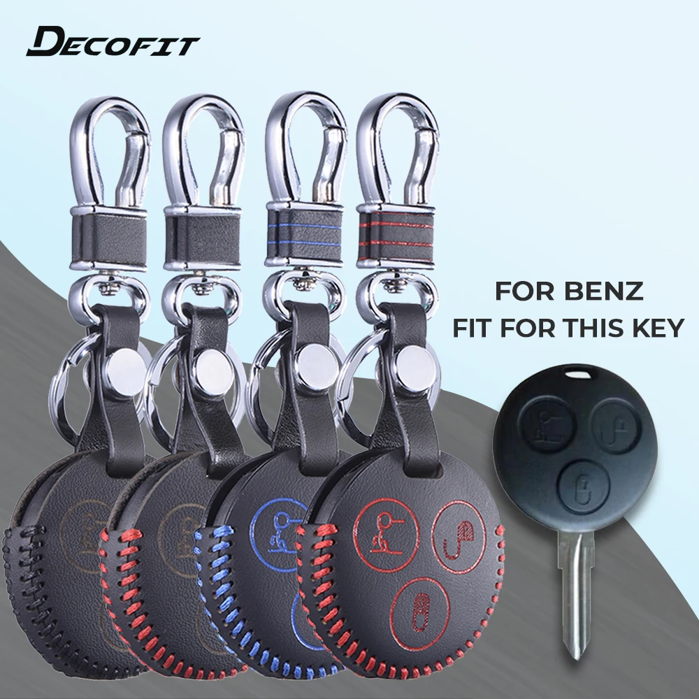 

Top Leather Car Key Cover for Mercedes Benz Fortwo Forfour City Roadster Fob Protection Cap Case Chain Shell Keychain Keybag