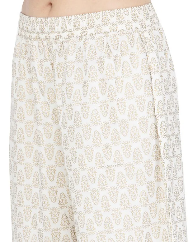 New Cotton India Traditional Woman Broad-legged Trousers Ethnic Style Spring Summer Beige Print Bottom Pants