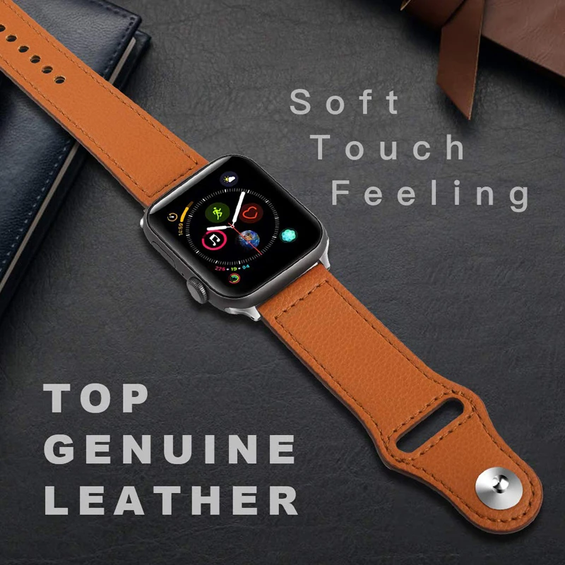 Кожаный ремешок для часов Apple Watch Series 5 4 3 2 1 браслет ремни для iwatch 44 мм 40 мм 38 мм 42 мм петля наручные часы аксессуары