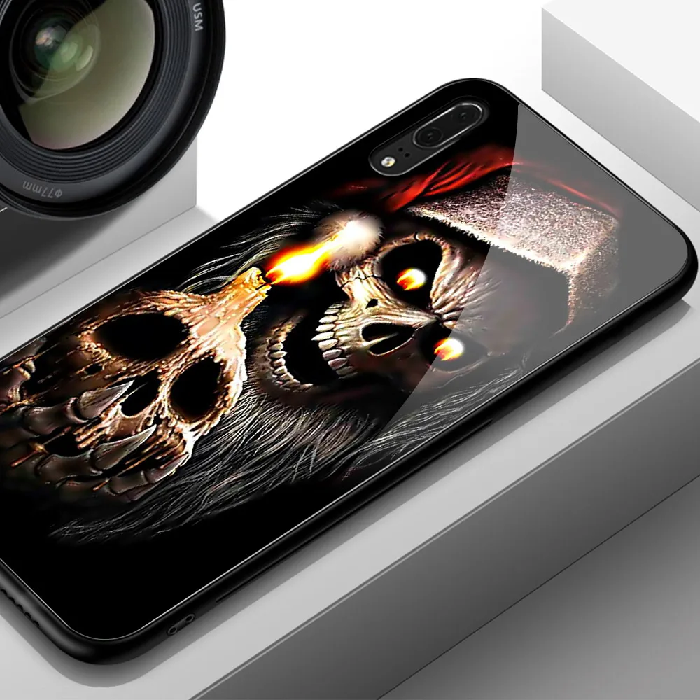 Чехол для huawei mate 10 Pro, чехол из закаленного стекла с изображением черепа для huawei mate 9 10 Pro P10 P20 Honor V9 V10 Play Nova 3e - Цвет: 01095