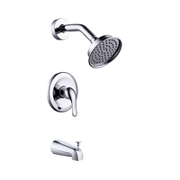 chrome solid brass shower faucet set shower valve combo complete kit with diverter tub spout shower arm showerhead