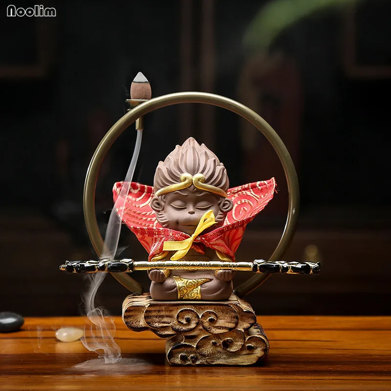 Креативный обратного потока курильница фиолетовая глина обезьяна король чай