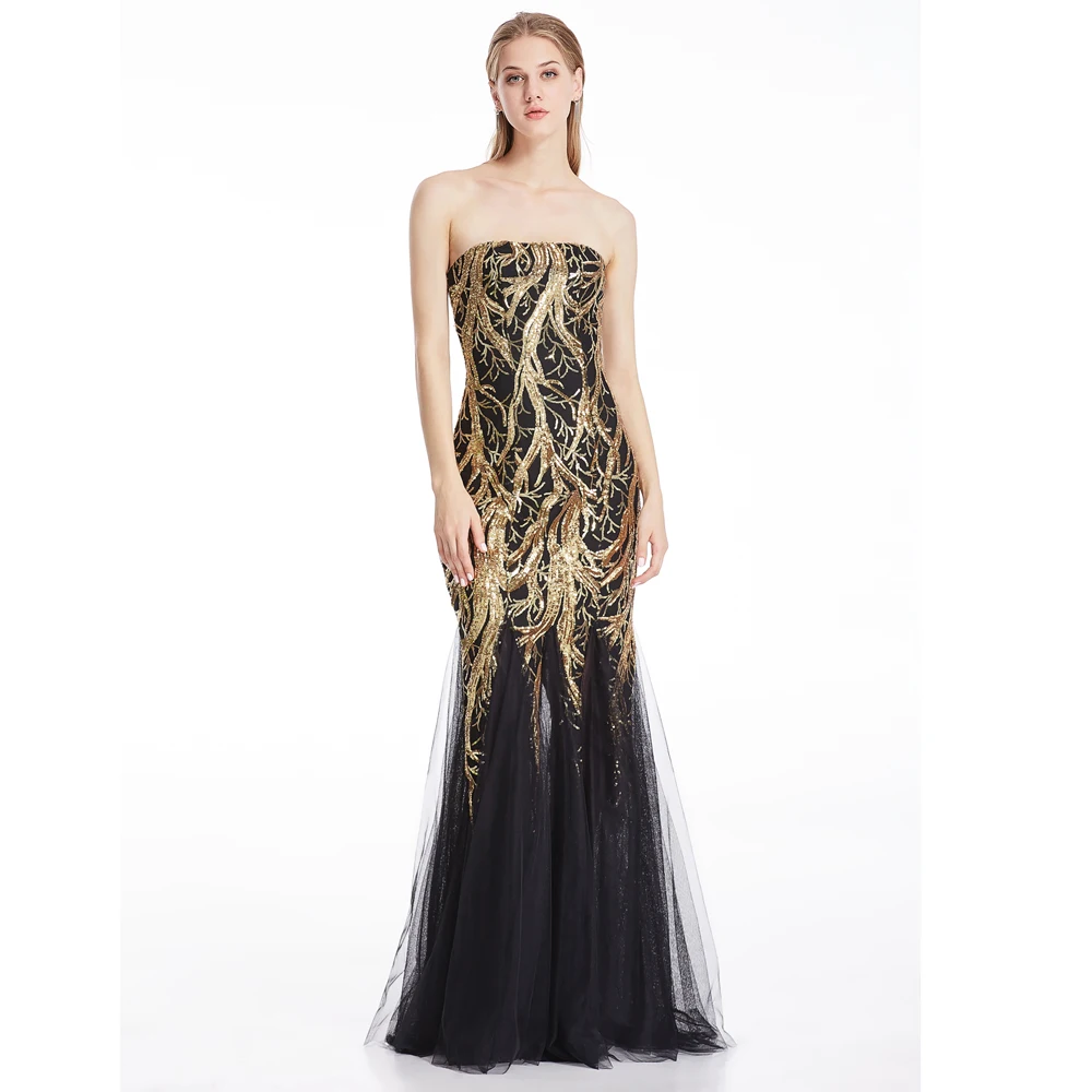 Женское винтажное платье для матери невесты Angel fashions золотистое вечернее в