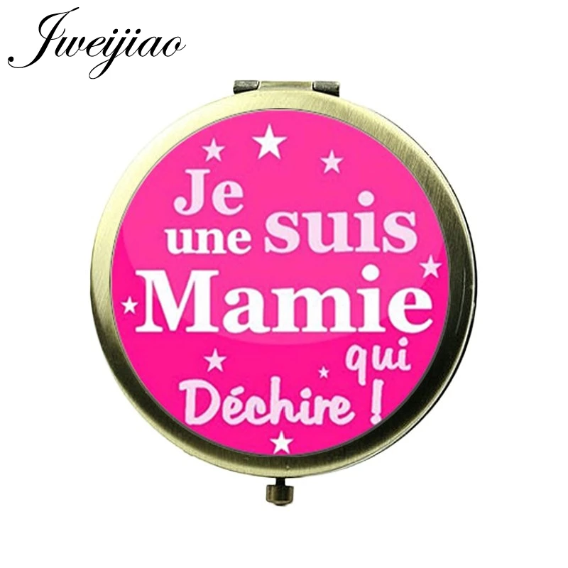 Зеркало для макияжа JWEIJIAO Je une Suis мама Qui Dechire с французским стеклом кабошон