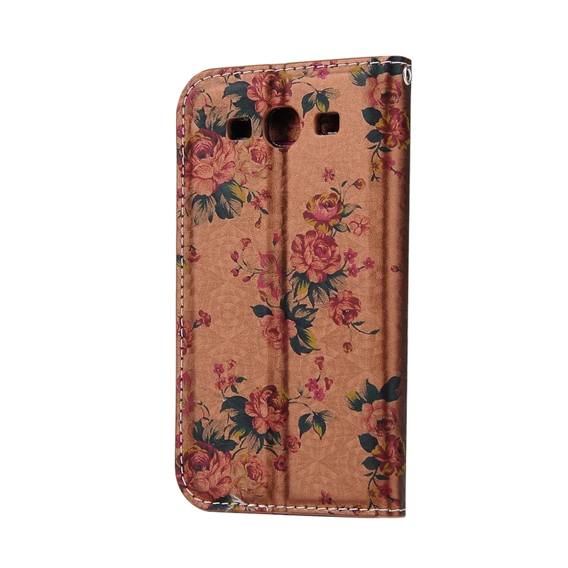 New Colofrul Brown flower Diamond Card Slot Wallet PU Leather Stand Flip Cover Case for Samsung Galaxy S3 I9300 |