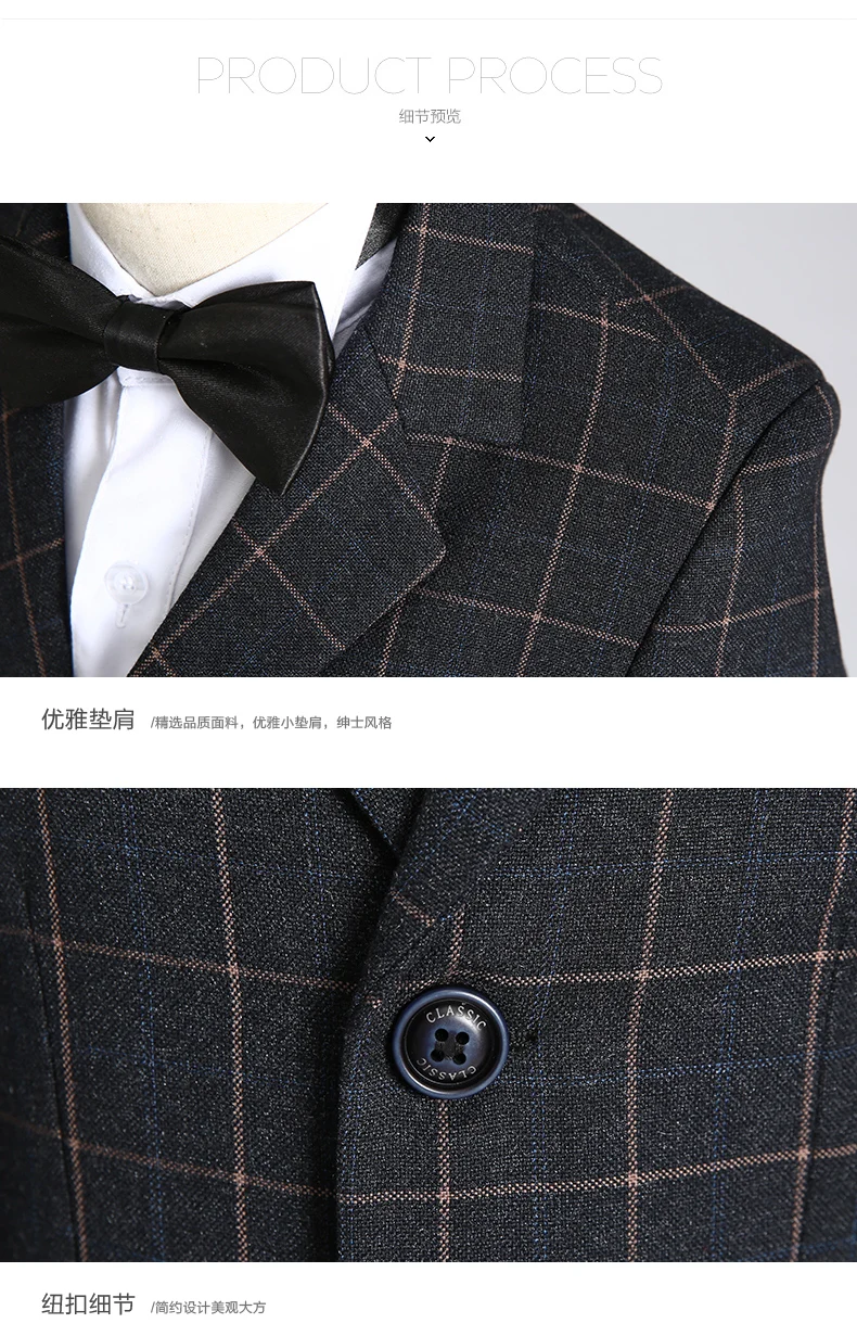 2016 г. (пиджак+ жилет + брюки рубашка+ галстук бабочка) костюм для мальчиков цветы