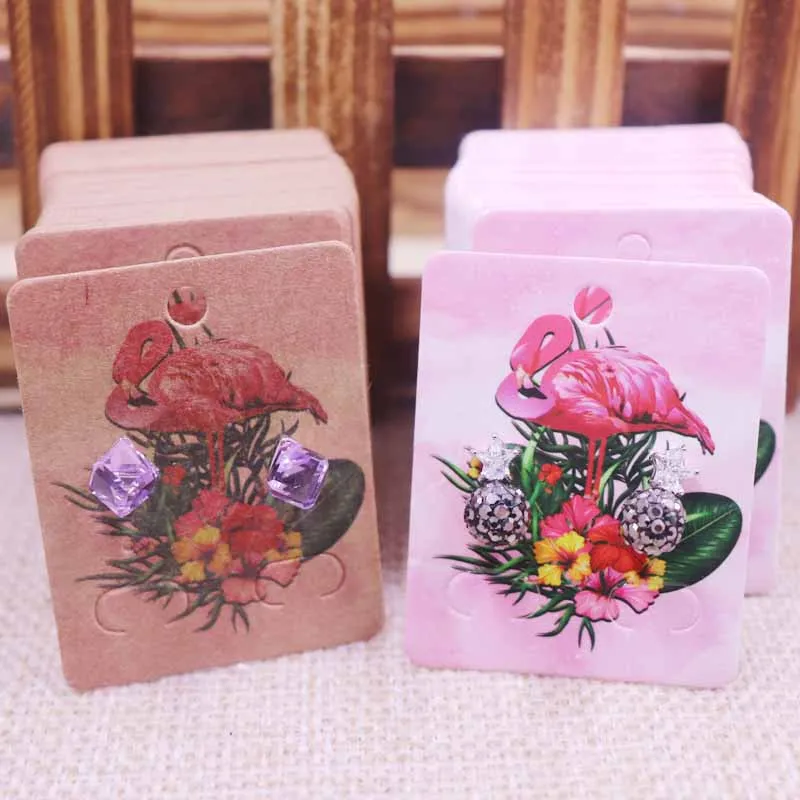 100 шт. Новые diy Ювелирные изделия дисплей карты Прекрасный Фламинго 4x5 см Серьги