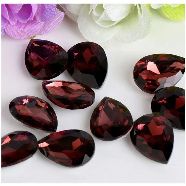 Burgundy 6, 7, 8, 10, 13, 18, 20 мм, каплевидные хрустальные стразы, стразы в форме капли воды, хрустальные камни, не исправляемые для украшения свадебной одежды - Цвет: Burgundy