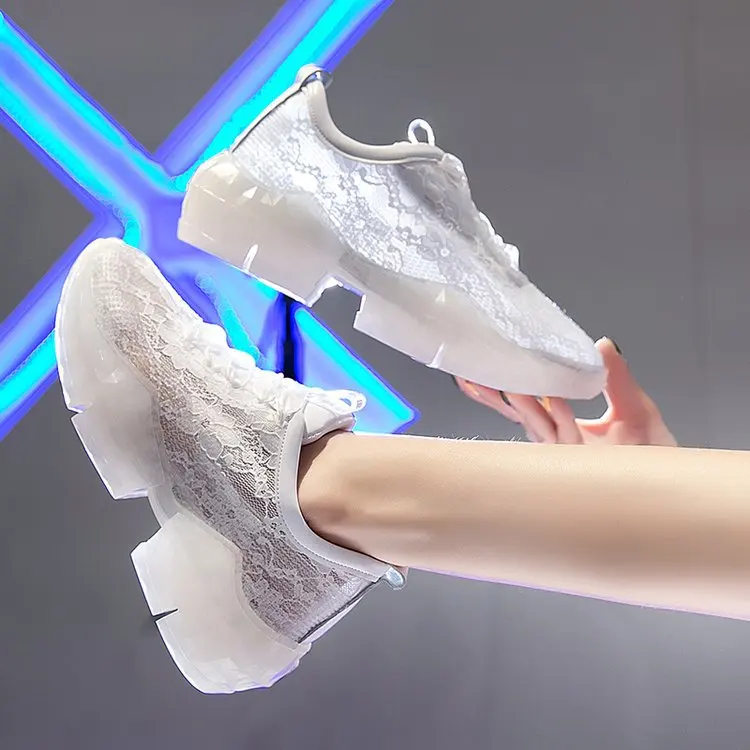 Повседневная Белая обувь; женские кроссовки на массивной платформе; zapatos de mujer; chaussures femme; модная женская дышащая обувь