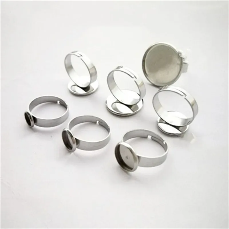 

10pcs 316L Stainless Steel Rings Settings Bases Bezel Tray Blank Base Fit 6/8/10/12/14/16/18/20mm Cabochon Cameo DIY Ring