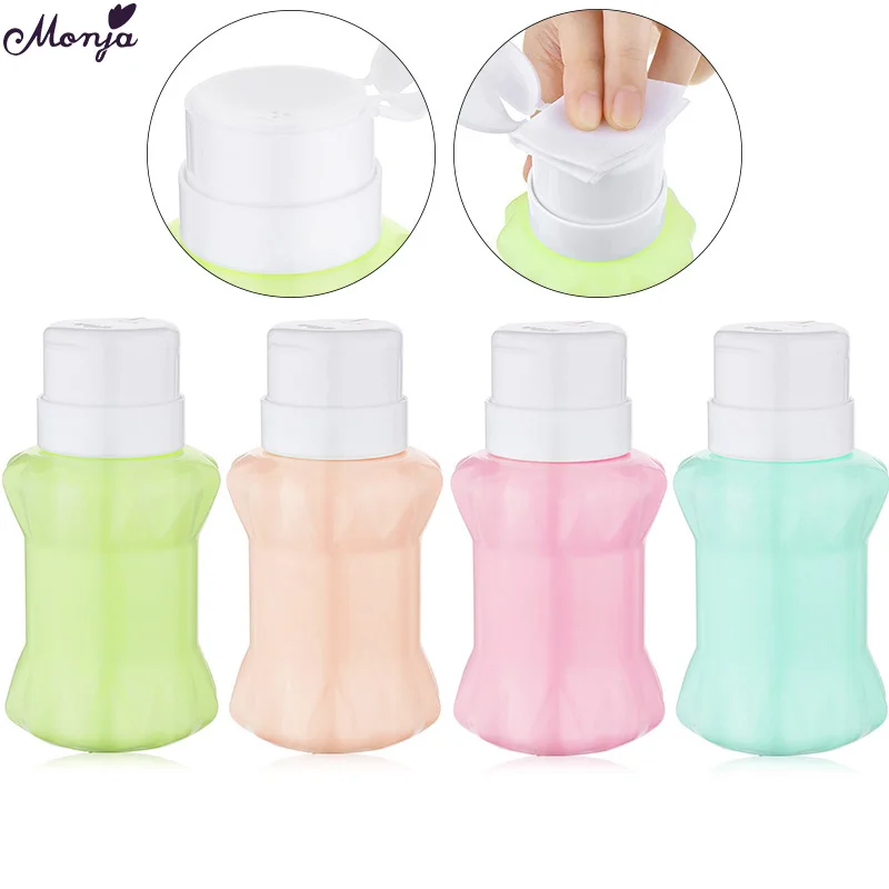 Monja 200ml Nail Art Empty Press Pump Bottle UV Gel Remover Water Liquid Storage Alcohol Disinfectant Container Dispenser|Многоразовые
