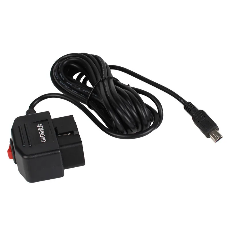 Выход 5 в 3 А мини usb порты автомобиля OBD адаптер прикуривателя блок питания с 3,5 м кабель переключатель линии для DVR зарядки