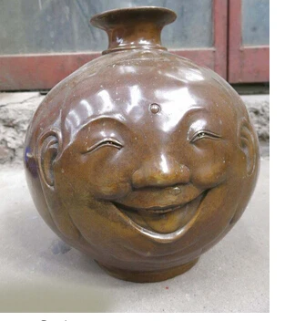11 &quotКитай кобр tallada hermosa belle cara y el hombre кара escultura florero медь бронзовые украшения