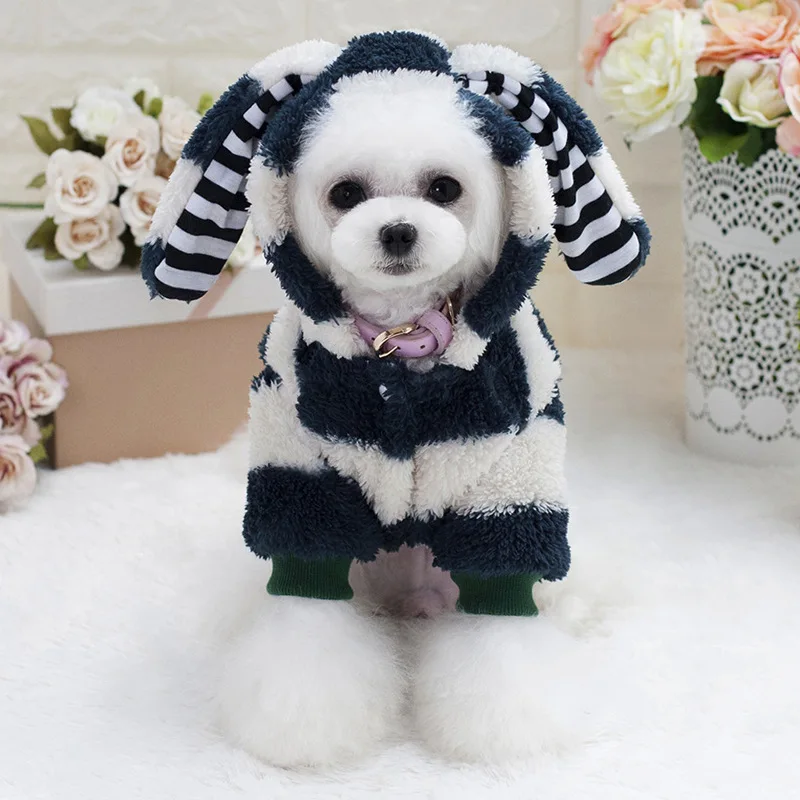 Rabbit ear dog costume outfits pet cat jacket coat clothing for chihuahua pitbull winter warm fleece clothes hoodie | Дом и сад
