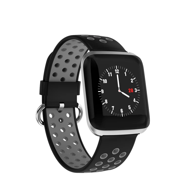 Black Add Grey Smart Band Heart Rate Blood Pressure Fitness Tracker Bracelet Weather Call Reminder Wristband for iOS Android pk fitbits xiaomi - Цвет: Black Add Grey