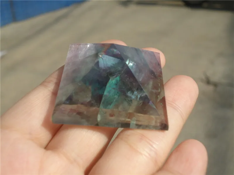 

50g RARE NATURAL BEAUTIFUL COLORFUL RAINBOW FLUORITE Crystal "Pyramid" Healing PA1003