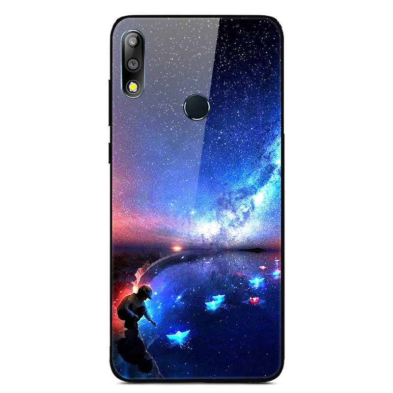 Чехол из закаленного стекла для Asus Zenfone Max Pro M2 ZB631KL, Мягкий бампер с принтом, чехол для Asus ZB631KL, стеклянный чехол с изображением животных и цветов