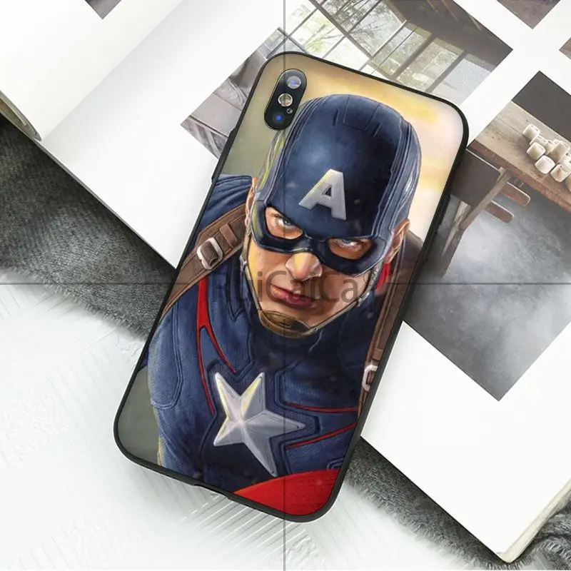 Чехол для телефона Ruicaica Marvel Мстители Капитан Америка мягкий черный чехол Apple iPhone 8