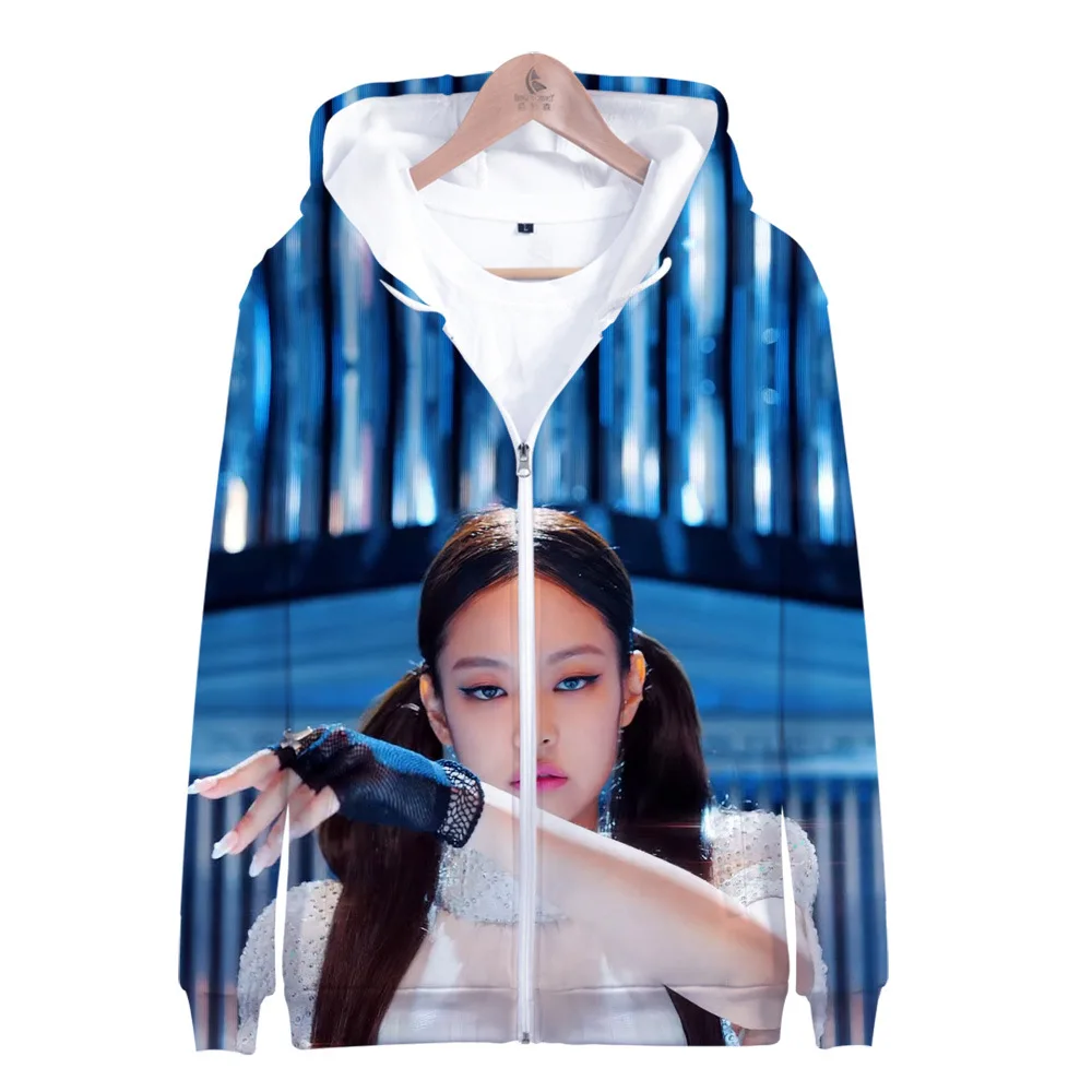 KPOP BLACKPINK толстовка на молнии с 3D принтом в Корейском стиле, черный, розовый, KILL THIS LOVE Album, для мужчин и женщин, в стиле хип-хоп, свитшот на молнии с капюшоном, верхняя одежда