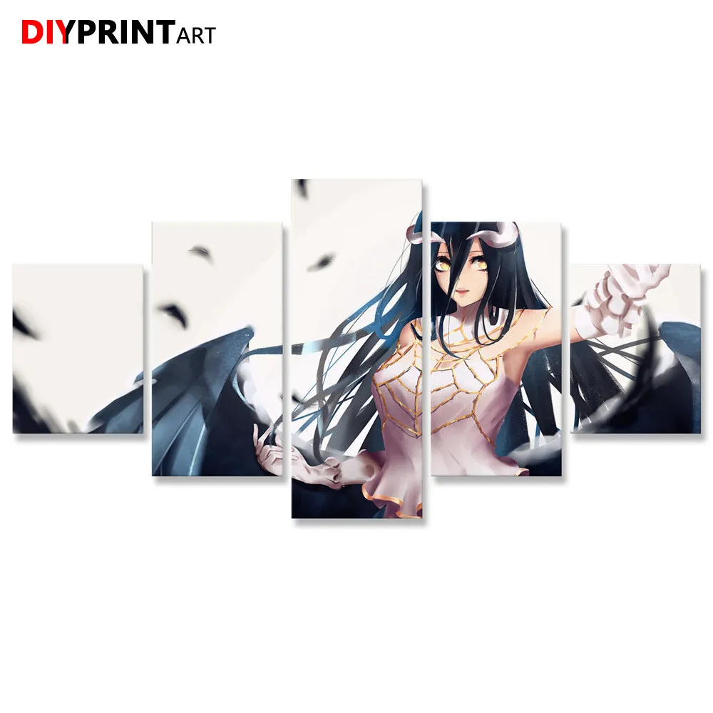 Overlord Albedo Demon Girl 5 панелей настенная живопись постеры картины для гостиной
