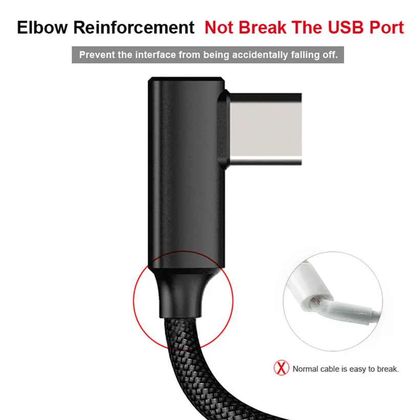 Омешин Плетеный 90 градусов правый угол тип C/ Micro USB быстрая Синхронизация данных
