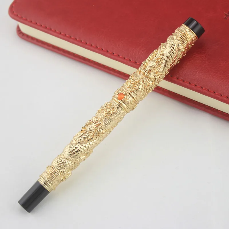 JinHao, ювелирные изделия с двойным драконом, роскошная авторучка, винтажная башня, 18KGP, 0,5 мм, перо, Подарочные чернильные ручки, канцелярские принадлежности, офисные принадлежности - Цвет: d