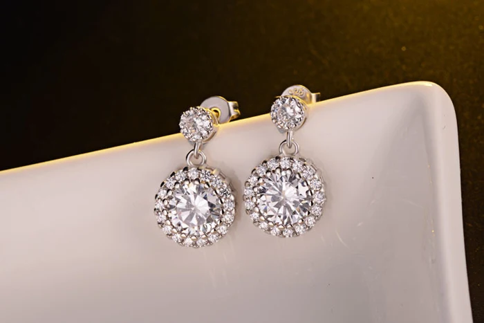 Женские серьги гвоздики из серебра 925 пробы с фианитом|stud earrings|stud earrings for womenjewelry |