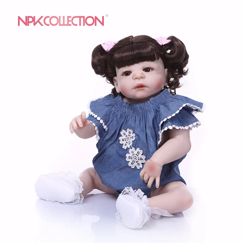 NPK Real 57 см силиконовая кукла для новорожденных девочек принцессы парик волос