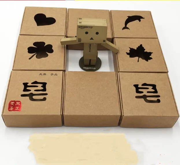 10 шт./лот маленькая пустотелая бумажная коробка мини мыло упаковка крафт окно для