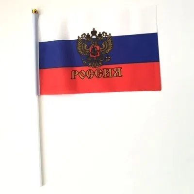 A Ручной флаг России 14x21 см полиэстер Печатный флаг баннер 30 см Пластиковые флагштоки русские флаги для торжества парада спорта - Цвет: A