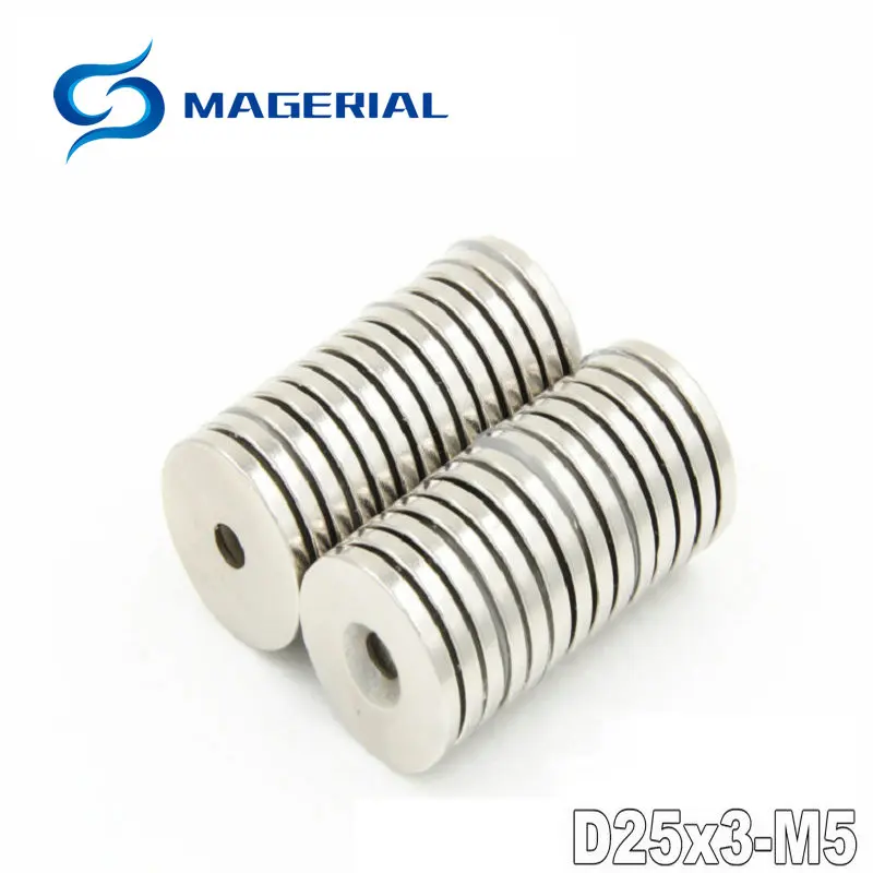 

NdFeB Disc Magnet Dia. 25x3 mm thick #5 Screw Countersunk Hole M5 Holding Grade N42 Neodymium Rare Earth Permanent Magnets