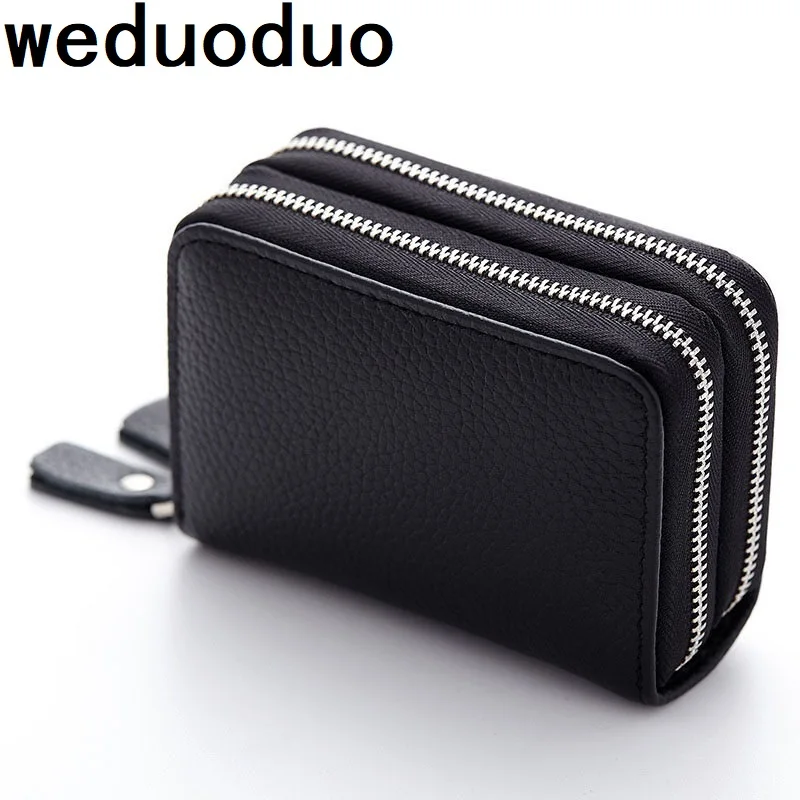 Genuine Leather Credit Card Holder Fashion ID Business Large Capacity Travel Case Coin Purse High Quality Unisex Wallet | Багаж и сумки
