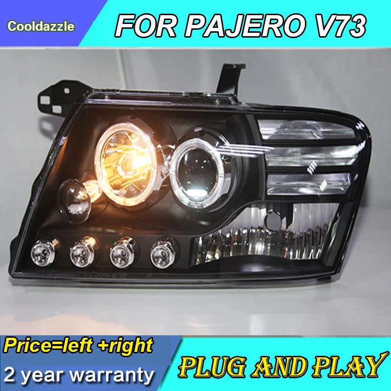 Для Mitsubishi Pajero V73 светодиодные фары Ангельские глазки 2000 2001 2002 2003 2004 2005 2006 2007 2008 2009