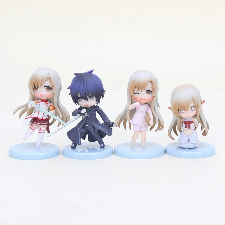 Carino figura Spada Arte онлайн SAO Кирито Асуна Niitengo ver. Костюм Да багно дель ПВХ фигурка 6 см 4