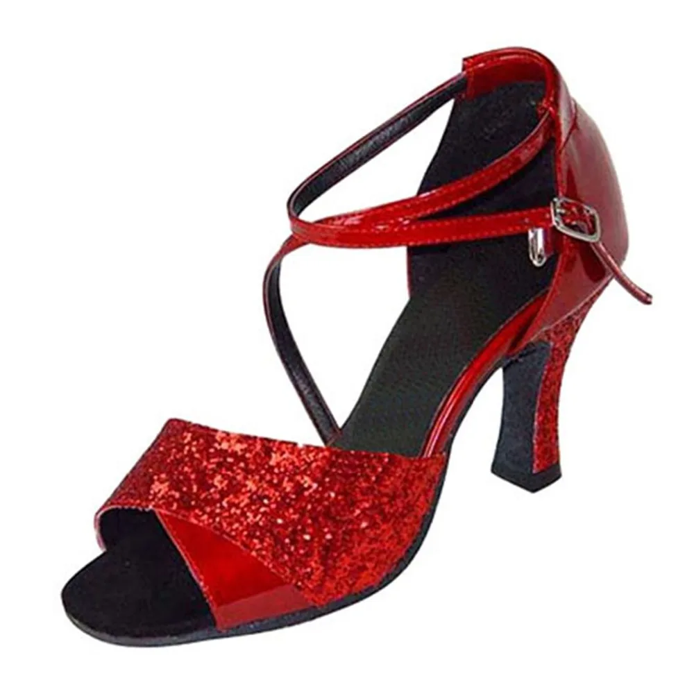

Professional Leather Sole Salsa Dance Shoes Shinny Color 7/8.5 cm Or Other Heel Latin Dance Shoes For Women JYG951