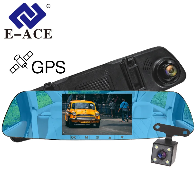 E ACE Автомобильный видеорегистратор Камера GPS трекер зеркало заднего вида FHD 1080P
