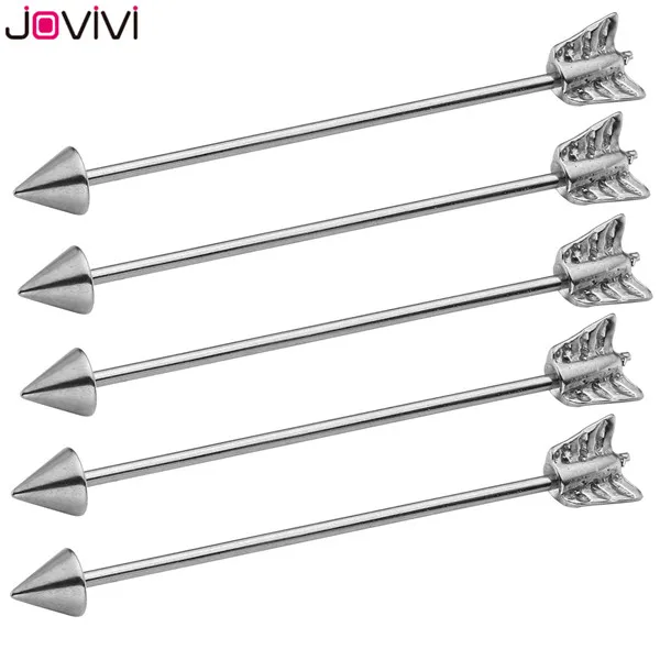 5x Silver Jovivi винт шаровой длинной штанга фабричного производства серьги, Надеваемые На ушной хрящ нержавеющей стали украшения для ушного пирсинга 16 г серебро/золото/черный - Окраска металла: 5x Silver