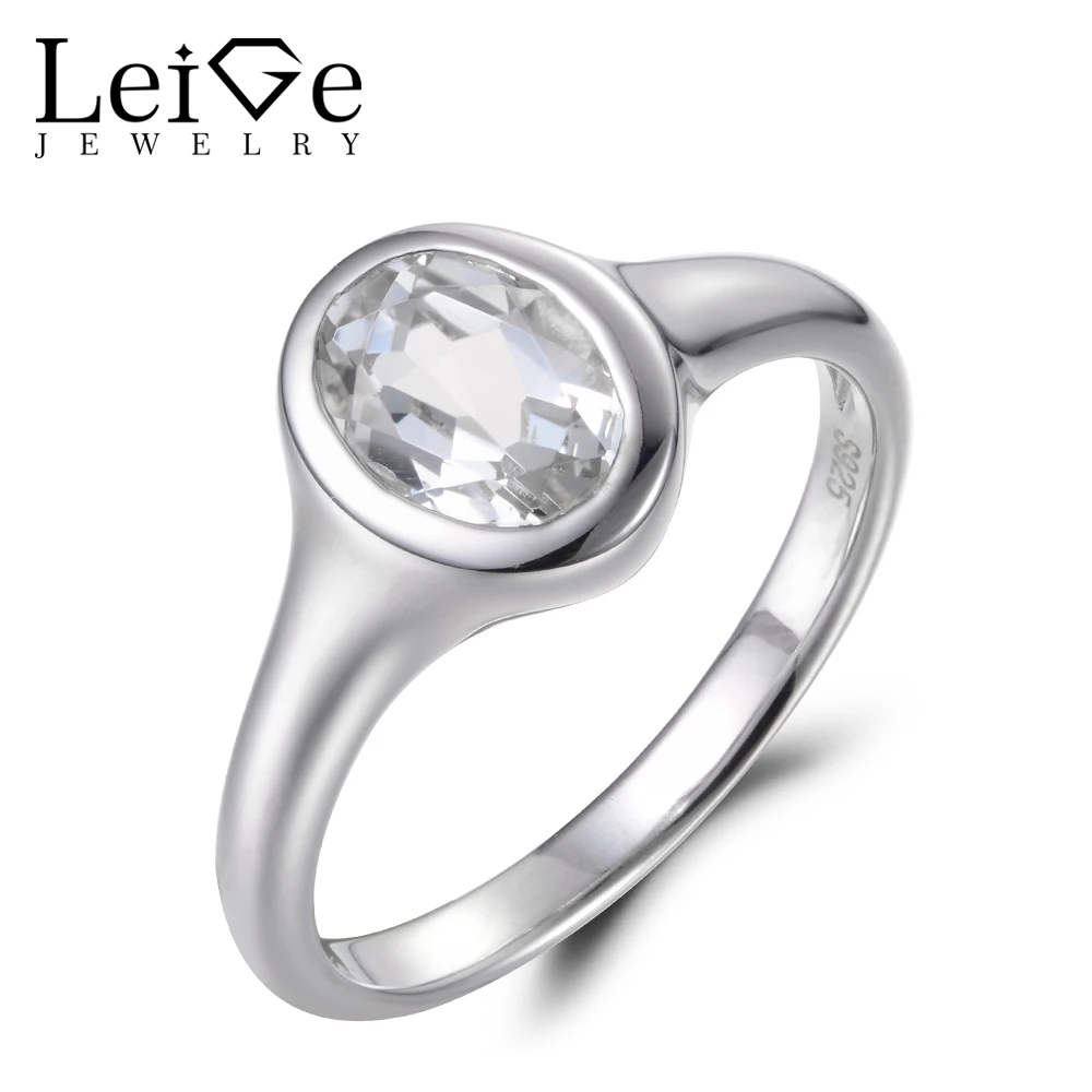 Украшения leige кольцо с натуральным белым топазом обручальное November Birthstone серебро