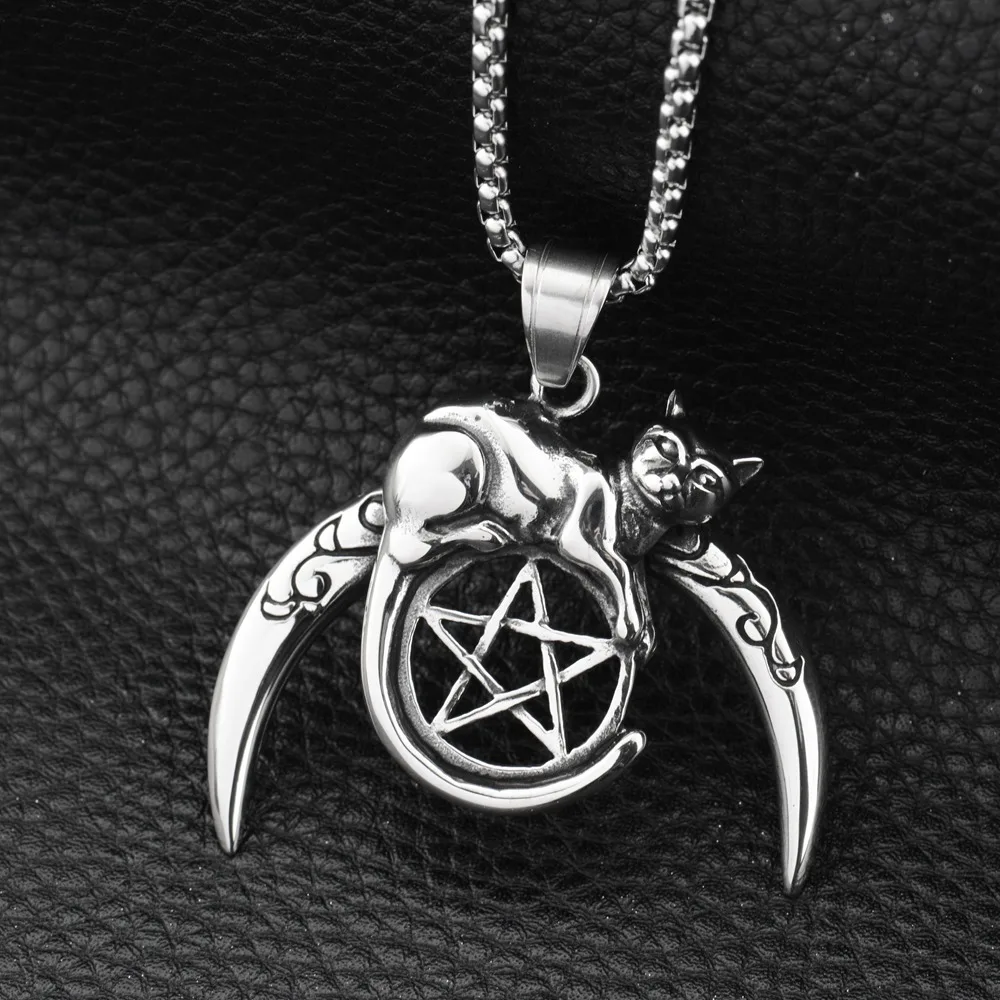 2018 новый хип-хоп Goofan классический пентаграмма кошка диск Кулон ожерелье из