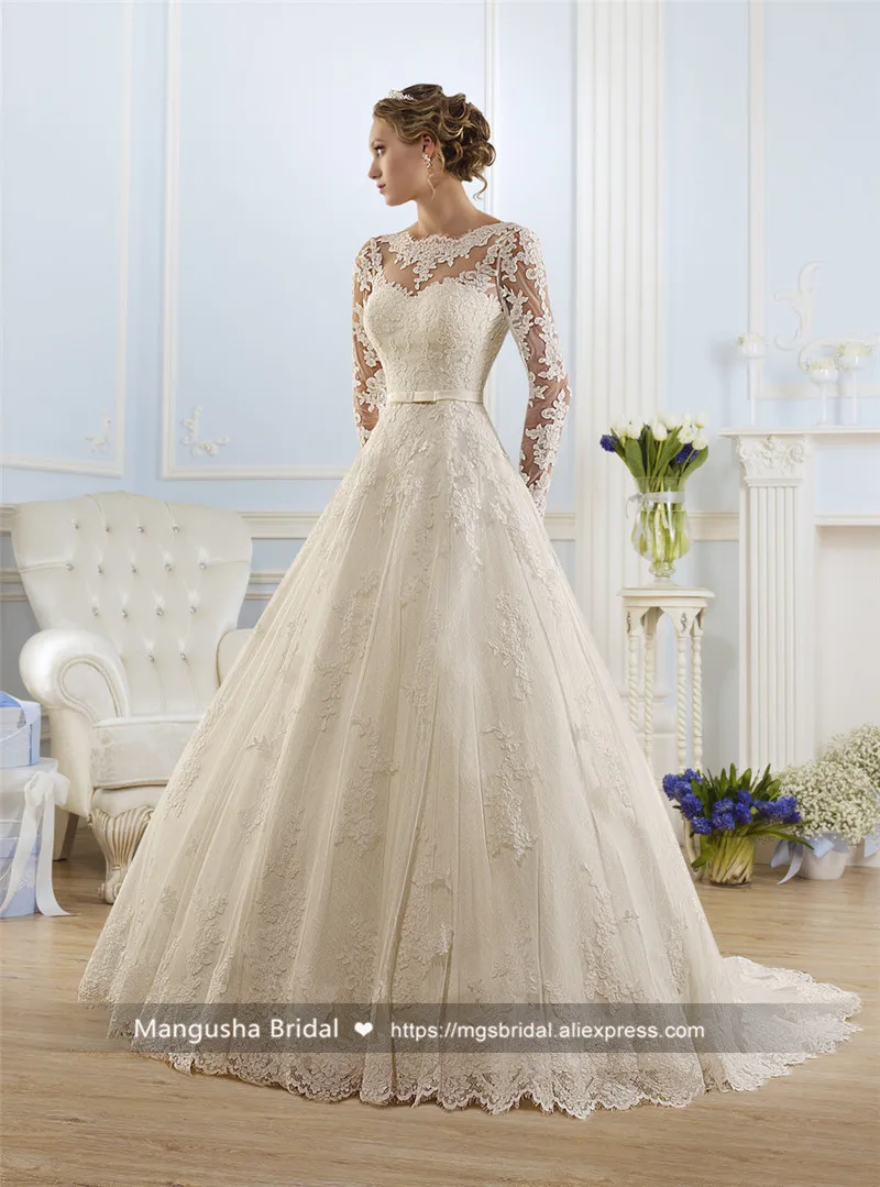 2016 Новый Приход Свадебное Платье Бальное платье Длиной до пола С Длинным Рукавом