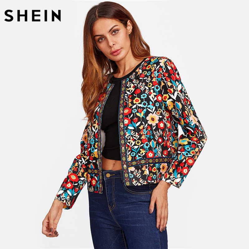SHEIN Модная Куртка С Вышивкой Осенняя Куртка Для Женщин Элегантные Куртки
