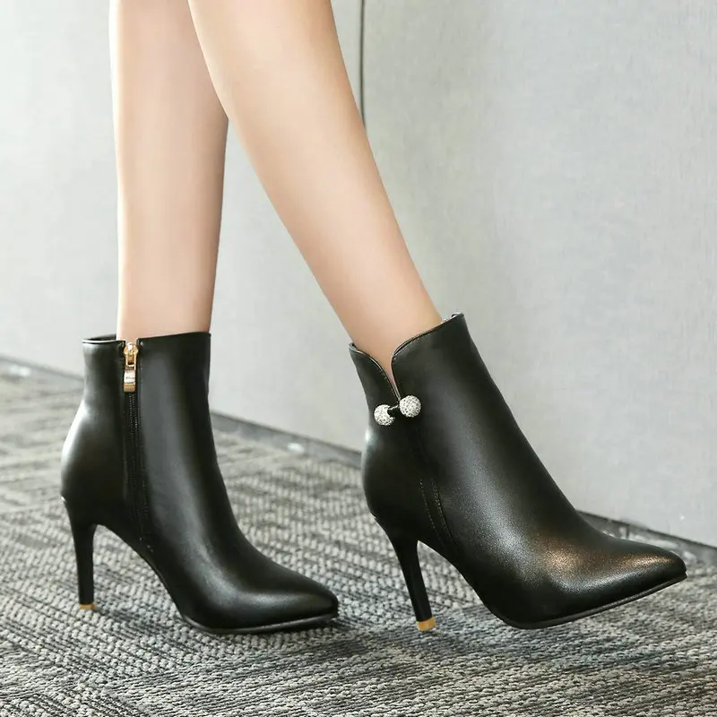ENGERIS Women's Boots Sexy Pointed Toe Ankle Thin Heel High Heels Shoes Woman Female Short Stiletto | Обувь