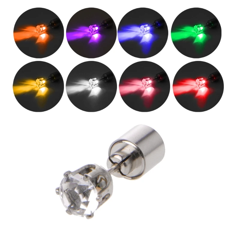 

1pc Shiny LED Color Change Stud Earring Light Up Flashing Blinking Earring Dance Party Dress Woman Accessories