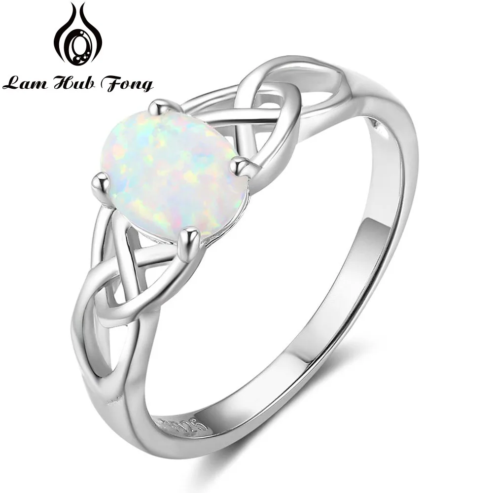 White Opal Элегантное 925 пробы Серебряное плетеное кольцо с овальным белым розовым голубым опаловым камнем обручальные кольца для женщин(Lam Hub Fong - Цвет камня: White Opal