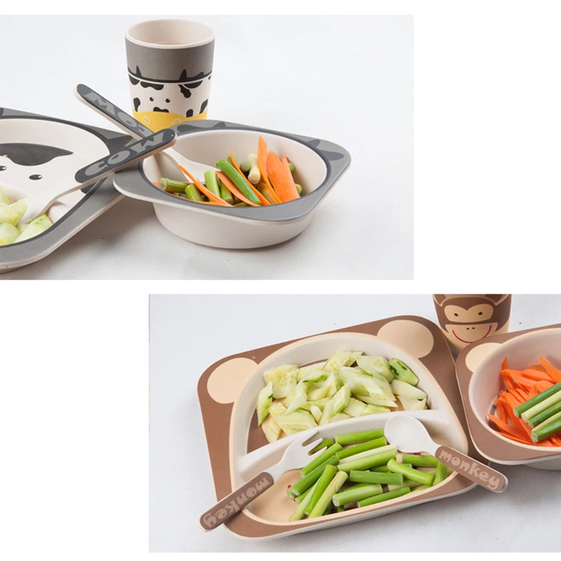 Бамбуковая посуда для кормления детей набор тарелок посуды чашка миска супа