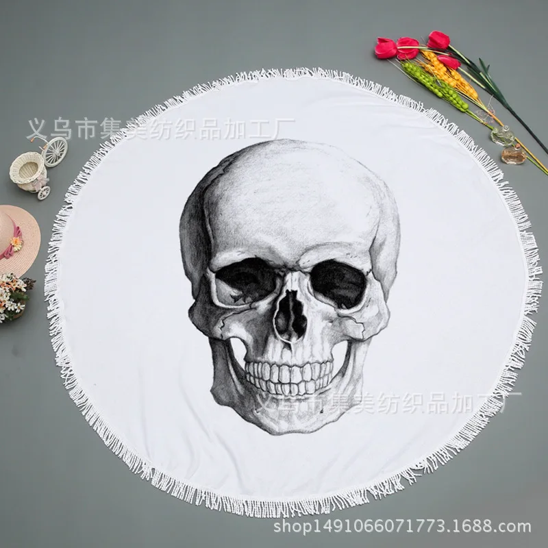 150CM Round Thickened Bath Towels Microfiber material Elephant Beach Towel Fashion tassel printing shawl multiple uses | Дом и сад