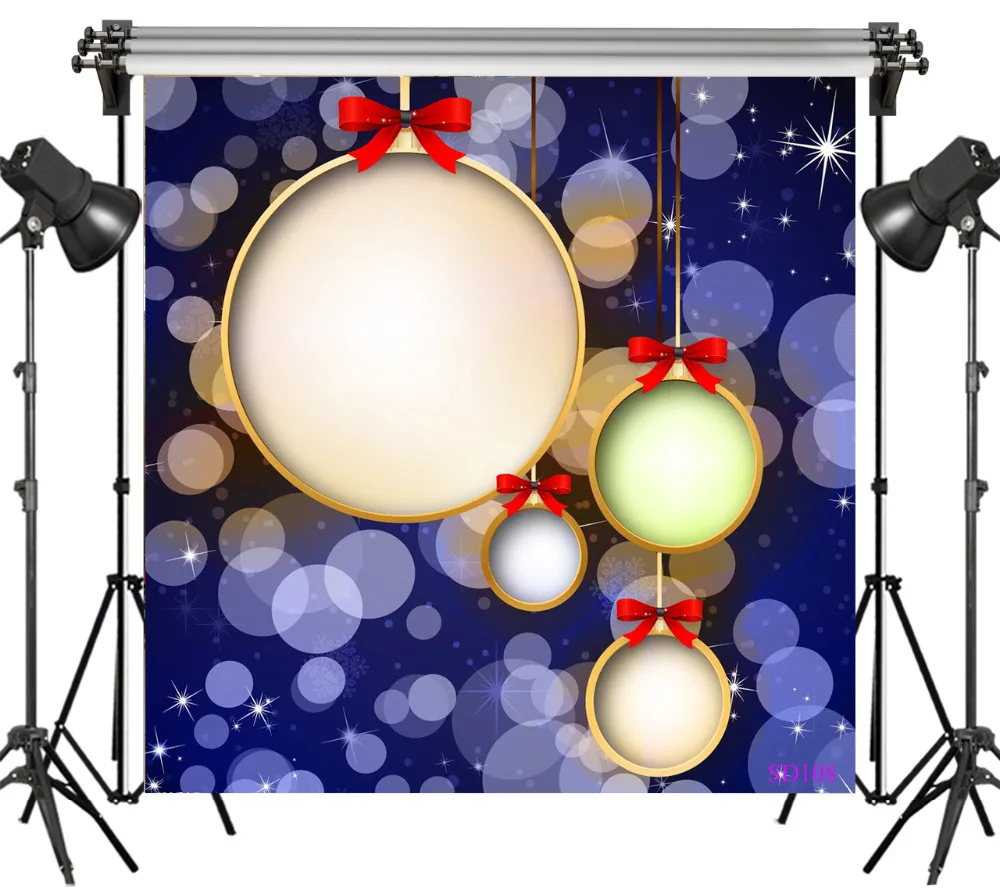 

Polyester & Vinyl Christmas Purple Bokeh Light Spot Decorative ball bowknot Backgrounds For Photo Studio Photography Backdrops